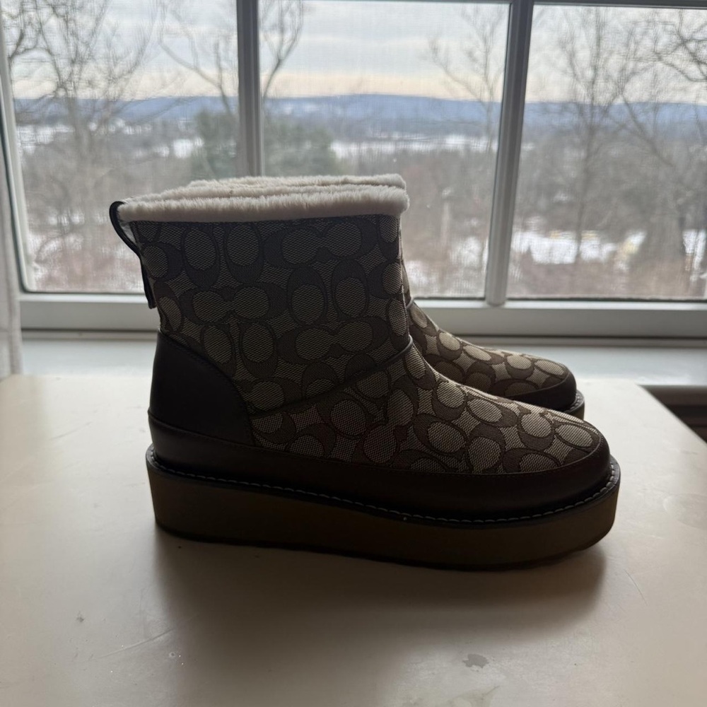 Coach Brown and Tan Patterned Boots - Picture 2 of 4